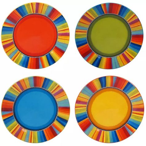 Earthenware Sierra Dinnerware Set Tamale Meat Recipe, Southwest Kitchen, Colorful Plates, Ceramic Pattern, Bean Pot, Ceramic Dinnerware, Bowl Designs, Decorative Glass, Dinner Plate Sets