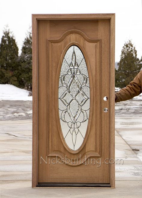 Front Door Oval Glass Window, Fromt Doors, Single Exterior Doors, Rustic Farmhouse Fireplace, Doors Entry, Glass Exterior, Entry Doors With Glass, Oval Window, Mahogany Doors