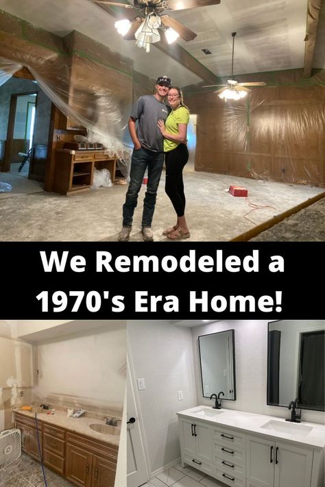 Renovating A Small Old House, Cost Of Renovating A House, Older Home Renovation, Remodeling 80s Home, Remodeled 70's Home, Remodel 1960s Home, 70s Kitchen Remodel Before And After, 1974 House Remodel, Before And After Interior Renovation