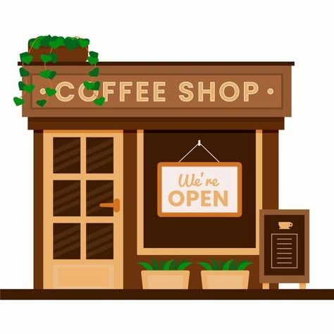 Mini Grocery Store Design, Cafe Drawing, Coffee Shop Sign, Shop Vector, Food Illustration Design, Shop Drawing, Cambodian Art, Bangunan Minecraft, Bond Paper Design