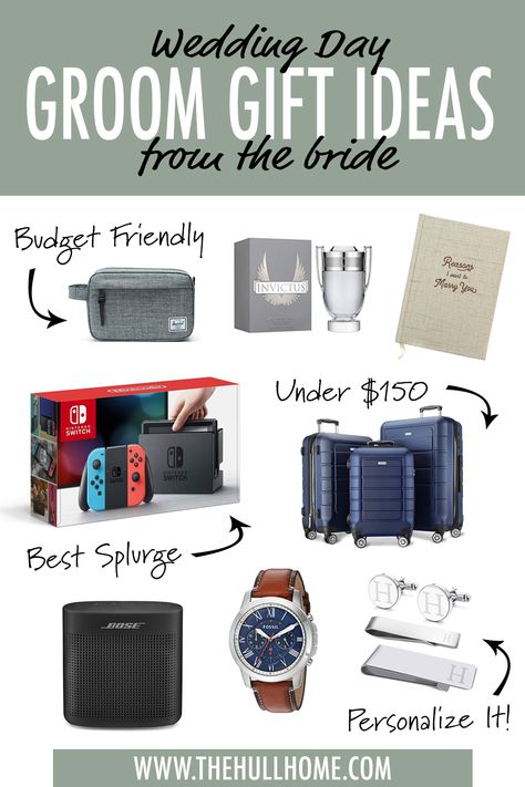 Wedding Day Gifts for Groom: 10 Gift Ideas to Wow Him #weddingday #wedding #groomsmengiftsideas #groomgift #weddinggifts #weddingdaychecklist #bride #bridegifts #gifts #giftideas #giftsforhim #husband #husbandgifts #giftsforhusband Gift Box For Husband On Wedding Day, Gifts For Husband On Wedding Day, Husband Wedding Day Gift, Wedding Day Gift For Groom, Surprise Gifts For Husband, Gifts For The Groom, Gifts For Groom, Groom Box, 10 Gift Ideas