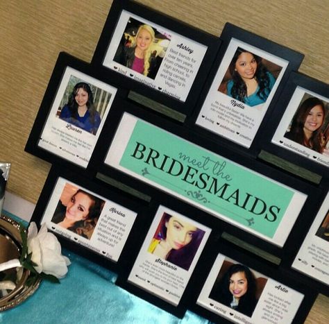 Meet the Bridesmaids picture frame! Purchase a collage frame and ask your ladies to send you a photo of themselves; include how you met, and a brief description of them. Meet The Bridesmaids, Bridesmaid Pictures, Frugal Wedding, Gifts Bridesmaid, Wedding Services, Event Lighting, Theme Color, Wedding Dj, Bridal Photos