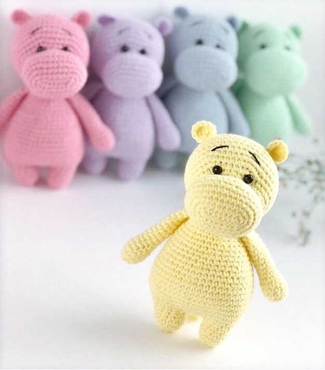 Amigurumi Hippo Crochet Free Pattern - Free Amigurumi Crochet Safari Animals Free Pattern, Hippo Amigurumi Free Pattern, Plush Amigurumi Free Pattern, Amigurumi Characters, Stuffed Crochet, Mobile Safari, Crochet Hippo, Crochet Plushies, Easy Crochet Animals