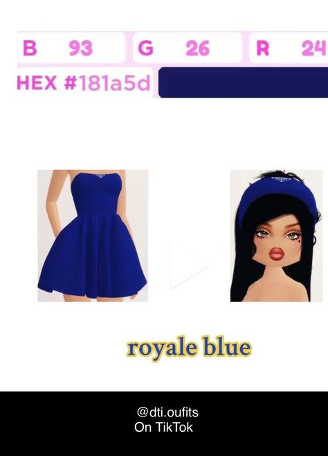 Blue Color Hex, Blue Hex Code, Roblox Items, Navy Blue Outfit, Colour Codes, Code Clothing, Dti Hacks, Midnight Blue Color, Dti Ideas