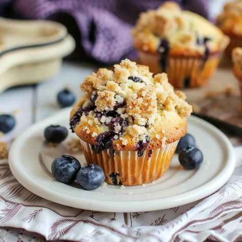 Blueberry Muffins with Streusel Crumb Topping Recipe - elianarecipes.com Strussel Topping, Crumb Topping For Muffins, Blueberry Muffin Topping, Crumb Topping Recipe, Streusel Topping Recipe, Bakery Style Blueberry Muffins, Blueberry Streusel Muffins, Homemade Blueberry Muffins, Crumb Muffins