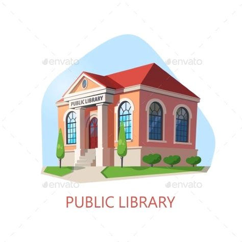 #Public Library #Building, #Construction for Reading - Buildings Objects Building Graphic, Library Building, Library Games, Building Illustration, Game Illustration, House Vector, Building Construction, Public Library, Design Resources