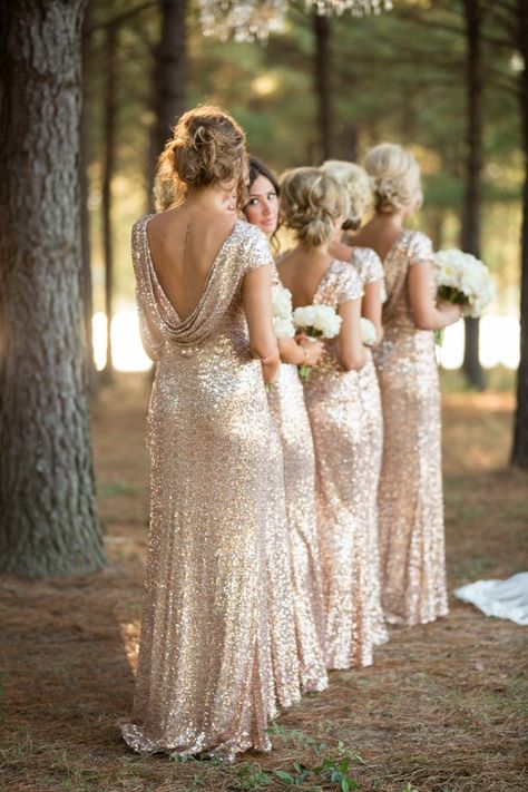 Gold Lace Bridesmaid Dresses, Gold And White Bridesmaid Dresses, Champagne Sparkle Bridesmaid Dresses, Gold Bridesmaid Dresses Christmas, Champagne Glitter Bridesmaid Dresses, Gold Sparkle Bridesmaid Dress, 2 Bridesmaids And Bride, Gold Champagne Bridesmaid Dresses, Sparkle Bridesmaid Dresses