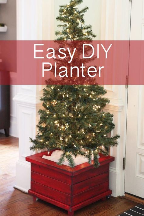 LOVE these easy DIY planters....they fit our christmas trees but could easily be used for potted plants or made with exterior wood for outside! Christmas Tree Box Stand, Party Cooler, Outdoor Christmas Planters, Potted Christmas Trees, Christmas Tree Box, Tree Planters, Hobby Lobby Christmas, Christmas Planters, Christmas Is Over