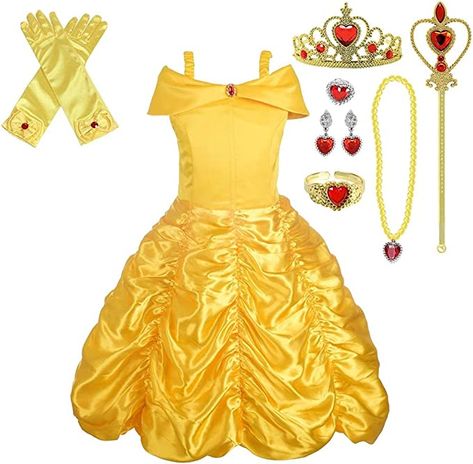 Lito Angels Girls Kids Princess Belle Costume Princess Dress Up Halloween Party Dresses : Amazon.co.uk: Toys & Games Princess Belle Costume, Princess Costumes For Girls, Princess Halloween Costume, Yellow Costume, Belle Costume, Fancy Dress Up, Princess Dress Up, Disney Princess Dresses, Dress Off Shoulder