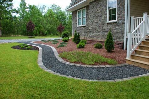 Crushed Stone Walkway Ideas Front Yard Walkway, Gravel Walkway, Wood Walkway, Walkway Landscaping, Walkway Design, Pathway Landscaping, Outdoor Walkway, Paver Walkway, Walkways Paths