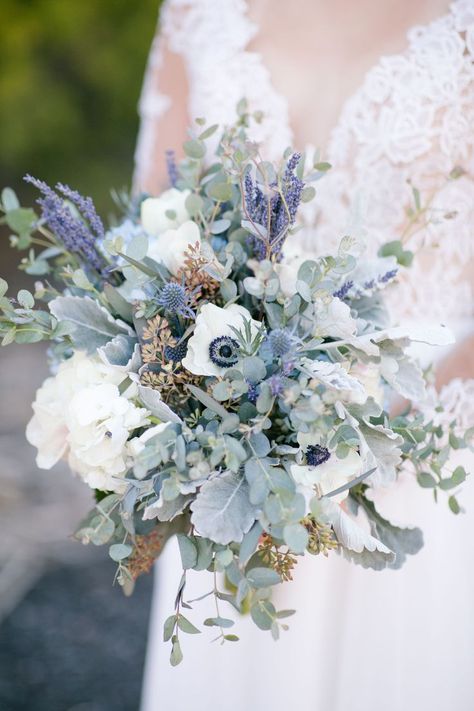 Classic Blue Wedding, Eucalyptus Wedding Bouquet, Greenery Wedding Bouquet, Blue Wedding Bouquet, Aqua Wedding, Purple Wedding Flowers, Blue Wedding Flowers, Spring Wedding Flowers, Blue Bouquet