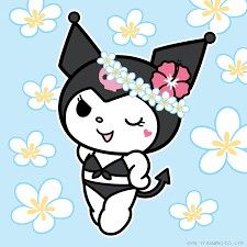 Kuromi Melody Painting, Beach Cartoon, Kuromi Melody, Hello Kitty Characters, Kitty Drawing, Drawings Of Friends, Small Drawings, Friends Characters, Cocoppa Play