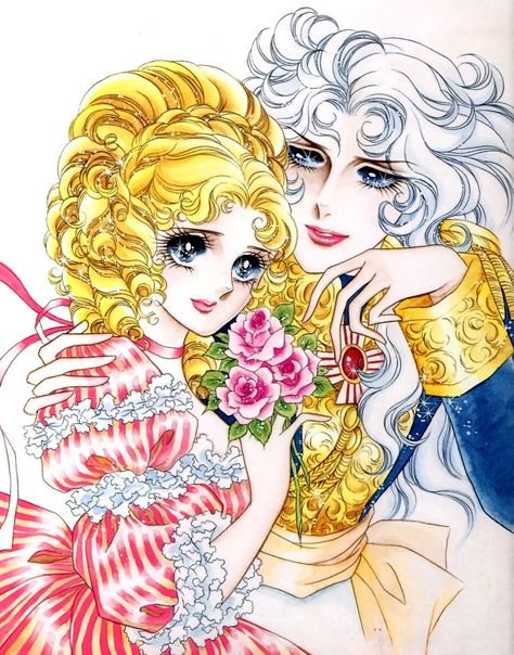 Marie Antoinette and Oscar from The Rose of Versailles manga by Riyoko Ikeda Macoto Takahashi Art, Macoto Takahashi, Riyoko Ikeda, Old Manga, The Rose Of Versailles, Rose Of Versailles, Shojo Anime, Lady Oscar, Vintage Manga