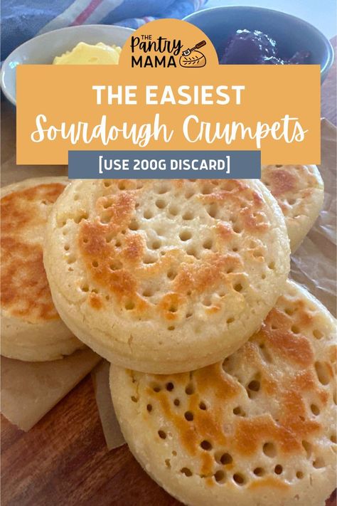 Sourdough Crumpets Sourdough Discard Crumpets Recipe, Spelt Sourdough Discard Recipes, Sourdough Discard Pikelets, Sourdough Discard Crumpets, High Protein Sourdough Discard Recipes, Sourdough Pierogi, Discard Crumpets, No Wait Sourdough Discard Recipes, Active Starter Recipes