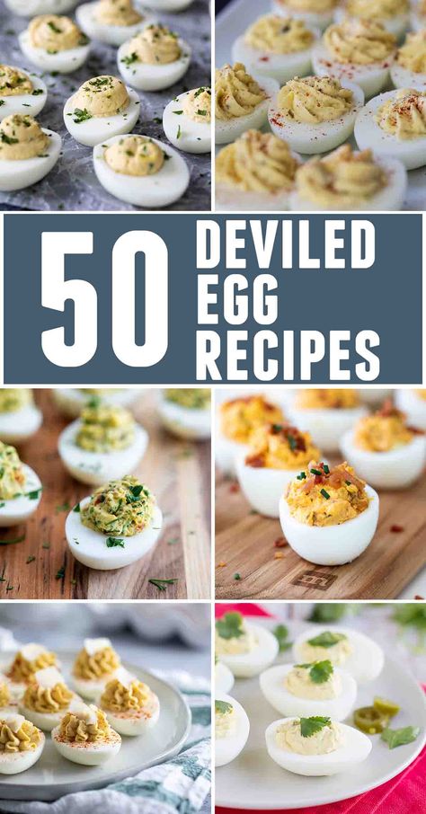 Deviled Egg lovers will go crazy over all 50 of these ways to spice up your deviled eggs. From traditional to the extreme, you'll find all kinds of ideas here! #deviledeggs #easter #eggs Deviled Egg Recipes, Jalapeno Deviled Eggs, Perfect Deviled Eggs, Deviled Egg Recipe, Southern Deviled Eggs, Easter Deviled Eggs, Deviled Eggs Recipe Easy, Keto Deviled Eggs, Devilled Eggs Recipe Best