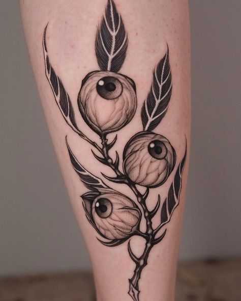 Eyeball Flower . Done by resident artist @monkeybob_ttt . For bookings ⬇️ 📧 info@seoulinktattoo.com Bugs Tattoo Design, Eyeball Rose Tattoo, Eyeball Elbow Tattoo, Eyeball Plant Tattoo, Gap Filler Tattoo Black And Grey, Eye Ball Tattoos, Traditional Eyeball Tattoo, Eyeballs Tattoo, Creepy Flower Tattoos