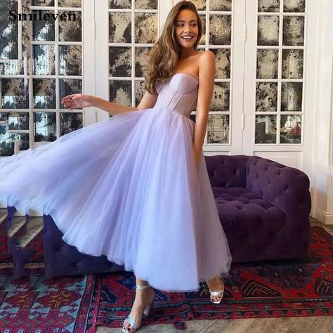 Couture Dresses Short, Midi Tulle Dress, Lavender Prom Dresses, Elegant Dresses Short, Tulle Midi Skirt, Sweetheart Prom Dress, Elegant Party Dresses, Gowns For Girls, Formal Party Dress