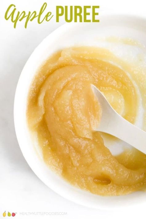 Apple puree is great as a baby food on its own or mixed with a variety of other purees.   It is not JUST for babies....    Use it in baking, add it to yoghurt, mix it into oatmeal, add to smoothies or enjoy as a healthy dessert    #applepuree #applesauce #babyfood #purees #healthydessert #baking  via @hlittlefoodies Apple Puree For Baby, Apple Baby Food, Apple Puree, Baby Puree, Homemade Baby Foods, Cooked Apples, Homemade Baby Food, Baby Eating, Pureed Food Recipes