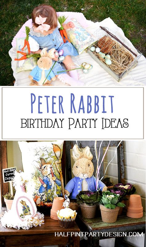 Woodland Bunny Party, Peter Rabbit Birthday Party Games, Beatrix Potter Theme Party, Peter Rabbit Birthday Party Favors, Beatrix Potter First Birthday, Diy Peter Rabbit Decorations, Beatrix Potter First Birthday Girl, Peter Rabbit First Birthday Party, Beatrix Potter Decor