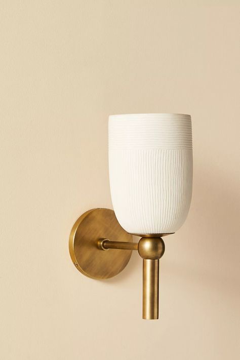 Blake Ceramic Sconce | Anthropologie Hallway Sconces, Sconces Living Room, Bathroom Sconces, Sconces Bedroom, Master Bed, Unique Bathroom, Bathroom Wall Sconces, Modern Wall Sconces, Modern Sconces