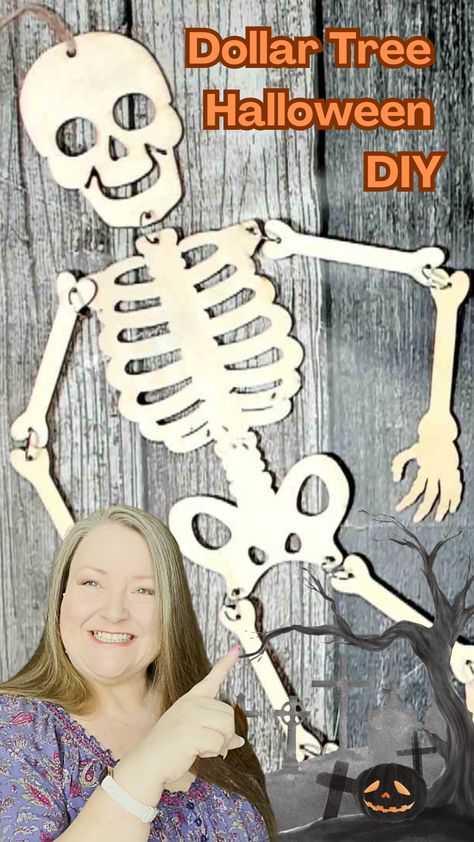 I have a Dollar Tree Halloween DIY using one od Dollar Trees Halloween wood cutouts. In today's crafting adventure I will show you how to use one of the skeleton wood cutouts to make a spooky Halloween decoration. Skeleton Wood Crafts, Dollar Tree Wooden Skeleton, Wood Skeleton Craft, Skeleton Wall Decor, Dollar Tree Wood Skeleton Crafts, Dollar Store Skeleton Crafts, Dollar Tree Skeleton Diy, Skeleton Diy Decoration, How To Make A Skeleton