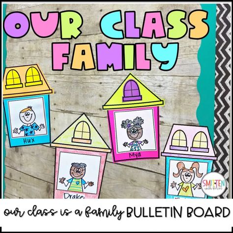 Kindergarten Family Bulletin Board, Parent Night Activities Preschool, Our Class Is A Family Book Activities Kindergarten, We Are A Family Book Activities, Kindergarten Bulletin Boards Welcome, Our Class Is A Family Craft, Our Class Is A Family Activities, Student Wellbeing, Read Alouds Kindergarten