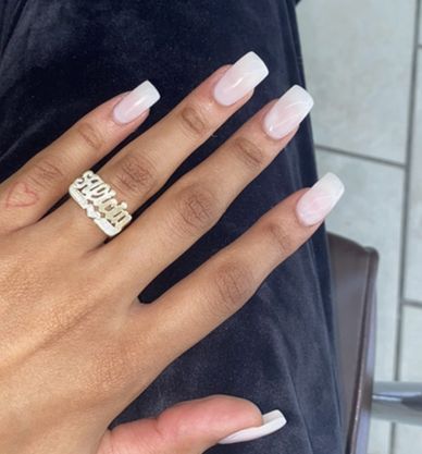 marshmallow white acrylic on natural short nails. red heart tattoo on black girl brownskin lightskin White Acrylic Nails, White Acrylic, White Acrylics, Acrylic Nails, Girl Outfits, Nails, White, Black