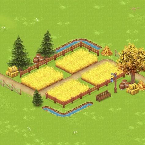 Simple Hayday Layout, Hayday Farm Design Cute Simple, Hay Day Crop Layout, Hay Day Farm Design Beginner, Hay Day Farm Design Crops, Best Hayday Farm Designs, Hayday Driveway Design, Hayday Bakery Design, Hayday Cow Design