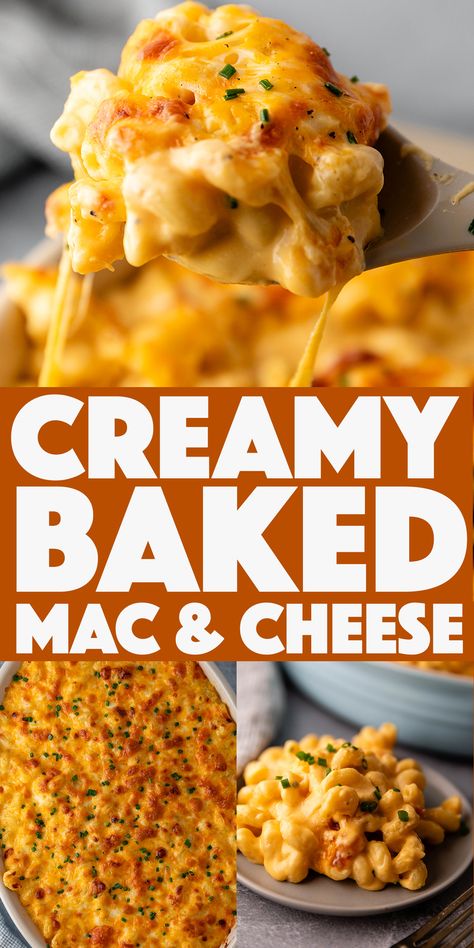 Creamy Baked Mac and Cheese - the ultimate creamy baked mac & cheese recipe with an extra cheesy broiled crust on top! Baked Make And Cheese Recipe, How To Make Good Mac And Cheese, Creamy Mac And Cheese Recipe Baked Easy, Creamy Baked Mac N Cheese, Baked Mac And Cheese With Ham, Best Mac N Cheese Recipe Baked, Baked Macaroni And Cheese Recipe Easy, Extra Creamy Mac And Cheese, One Serving Mac And Cheese