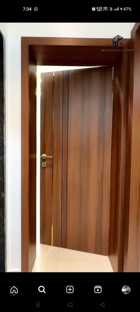 Veneer Door Groove Design, Groove Pattern On Door, Stairs Design Wooden Railings, Plus Door Design Mica, Vineer Groove Design Door, Flush Door Design Modern Sunmica, Door Colour Ideas, Wooden Single Door Design, Flush Doors Design Modern