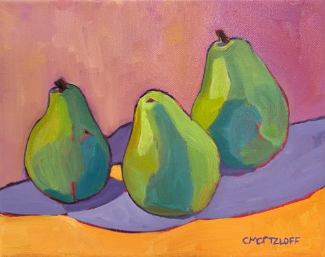 "Anjou Pears" Acrylics Ideas, Fauvism Painting, Pear Painting, Sky Room, Fruit Collage, Art Deco Paintings, Apartment Vibes, Contemporary Oil Paintings, Lemon Art