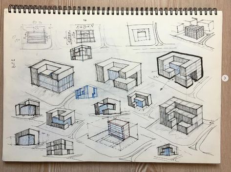 Cube Composition Drawing, Cube Project Architecture, Cube Composition Architecture, Cube Architecture Concept Ideas, Cube Design Architecture Model, Cubes Architecture, Architecture Drawing Presentation, Conceptual Sketches, Architecture Drawing Sketchbooks