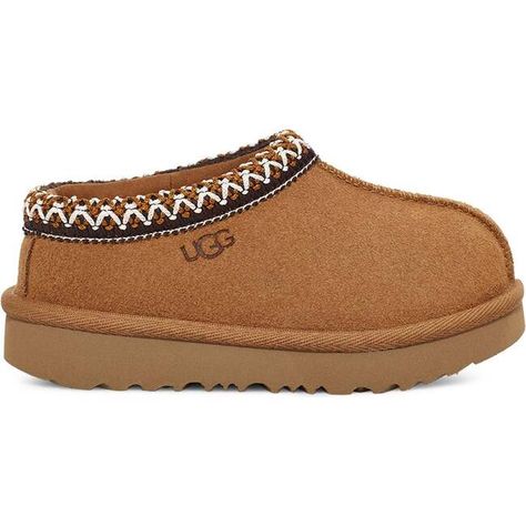 Crafted with responsible materials, the Tasman features an updated Sugarsole outsole and recycled textile binding in addition to the soft UGGplush upcycled wool and lyocell lining. The Tasman for toddlers has the same light, durable outsole so that you can wear it indoors and out. The upper is soft suede and finished with an embroidered braid. | UGG | Tasman Toddler Slippers (Beige, Size 11) | Maisonette collects the best children’s products from around the world (unlike Zulily, Etsy, The Tot, F Toddler Slippers, Running Sneakers Women, Ugg Tasman, Kids Uggs, Boots Women Fashion, New Sneakers, Womens Clogs, Kids Boots, Soft Suede