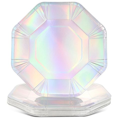 PRICES MAY VARY. Iridescent Plates: Our octagon paper plates feature a stunning silver holographic foil finish that shimmers and shines, adding a touch of magic to your mermaid themed party table setting Versatile Themes: Perfect for disco, mermaid, or 80s-themed birthday party decorations, these silver plates add a fun and vibrant element to your space themed party decorations, creating a festive atmosphere Metallic Paper Plates: Made from high-quality, sturdy paper material, these octagon merm Holographic Party, Mermaid Plates, Plastic Party Plates, Frozen Themed Birthday Party, Outer Space Party, Mermaid Theme Party, Holographic Foil, Halloween Party Supplies, Space Party