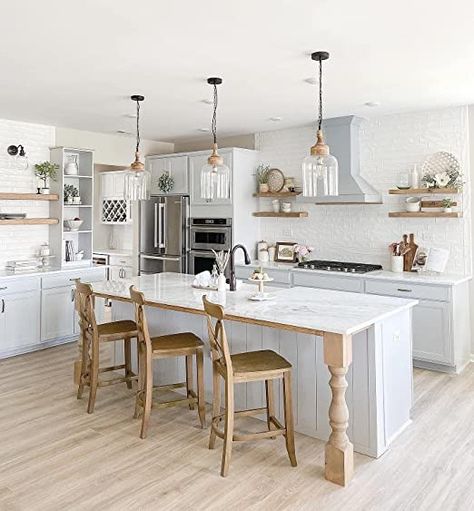 Kitchen Island With Legs, Wooden Island, Kitchen Island With Sink, Kitchen Peninsula, Pine Kitchen, Gorgeous Kitchens, Kitchen Plans, Wooden Kitchen, Updated Kitchen