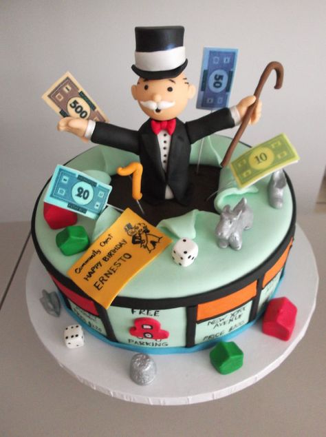 monopoly cake — Children's Birthday Cakes Monopoly Cake, Monopoly Party, Fun Cakes, Character Cakes, Childrens Birthday Cakes, Crazy Cakes, Kids Cakes, Unique Cakes, Awesome Cakes