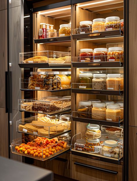 47 Pantry Ideas for Efficient Kitchen Organization Pantry And Storage Room, Home Planning Ideas, Walk In Pantry Aesthetic, Dream Kitchen Organization, Chefs Pantry Ideas, Pantry Corner Ideas, Future Home Ideas Interior Design, Chips Organization Ideas, Modern Walk In Pantry