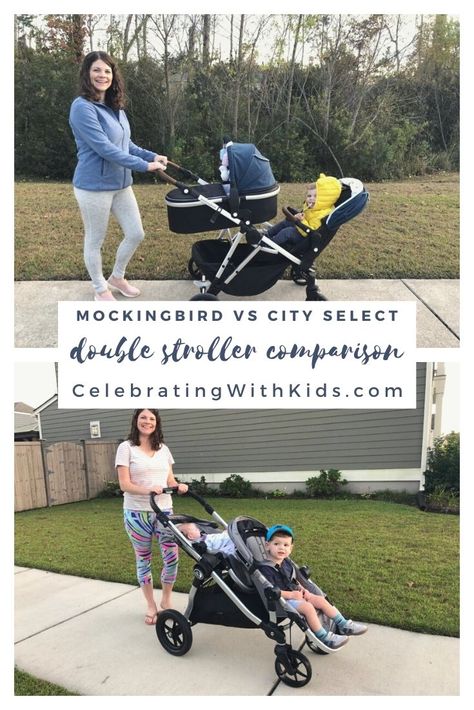 Shopping for a double stroller? Here is our comparison + video comparison of the City Select and the Mockingbird single to double stroller! Mockingbird Double Stroller, Double Stroller For Infant And Toddler, Mockingbird Stroller, City Select Double Stroller, City Select Stroller, Best Travel Stroller, Comparison Video, Kids Strollers, Best Double Stroller