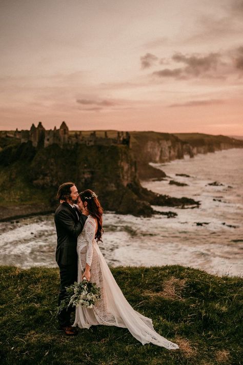 Causeway Coast, Ireland Wedding Venues, Dunluce Castle, Cliff Wedding, Elopement Weddings, Scotland Wedding, Ireland Wedding, Elopement Ceremony, Scottish Wedding