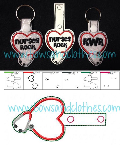 Doctor Heart, Key Fobs Diy, Key Fob Embroidery Design, Machine Embroidery Designs Projects, Heart Stethoscope, Embroidery Store, Product Tags, Hoop Projects, Sewing Machine Embroidery