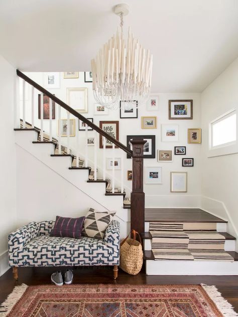 20 Entryway Bench Ideas to Create a Warm Welcome Bench Stairs Entryway, Entryway Bench Next To Stairs, Narrow Entryway With Stairs, Entryway By Stairs, Hallway With Bench, Stairway Bench, Staircase Entryway Ideas, Staircase Bench, Hallway Bench Ideas Entryway