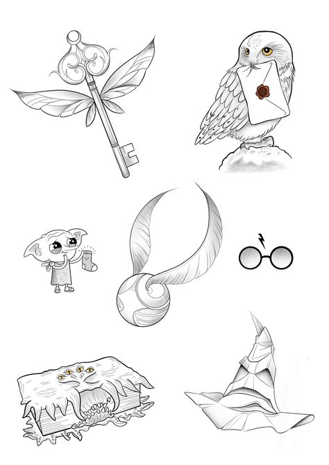 Dobby Is Free Tattoo, Potterhead Tattoo, Harry Potter Minimalist Tattoo, Tatuajes Harry Potter, Disney Flash Tattoo, Harry Potter Zeichnung, Flash Tattoo Disney, Harry Potter Flash Tattoo, Dobby Tattoo