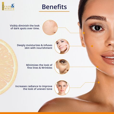 The Fair & White Exclusive Vitamin C Cream brightens skin, removes dark spots on skin, keeps it firm, and gives it a healthy glow. Buy online at Mitchellbrands.com! Ph Care, Spots On Skin, Fade Skin, Lighten Skin Tone, Vitamin C Cream, Skin Moles, Advertising Ideas, Download Hair, Collagen Benefits