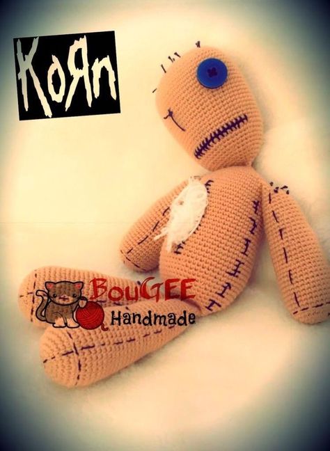 Korn Issues Doll Crochet, Crochet Korn Doll, Korn Voodoo Doll, Korn Issues Doll, Korn Doll, Korn Issues, Voodoo Doll, Voodoo Dolls, Fun Crochet Projects