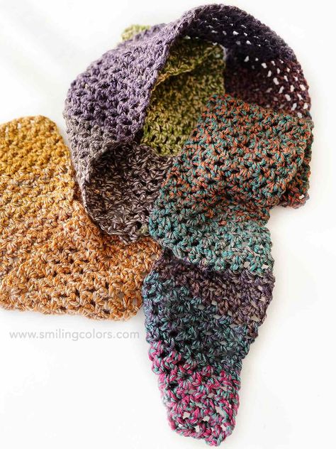 Crochet Scarf Sport Weight Yarn, Summer Crochet Scarf, One Skein Crochet Scarf, Crochet Scarf Pattern Free Easy, Crochet Scarf For Beginners, Simple Scarf Crochet Pattern, Crocheted Scarves, Crochet Scarf Easy, One Skein Crochet