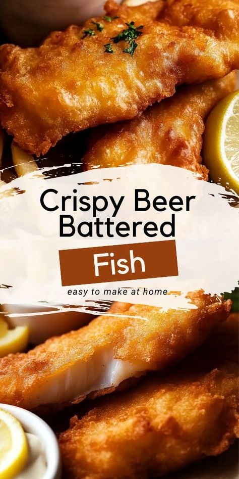 This Crispy Beer Battered Fish delivers the perfect combination of crunchy batter and tender fish! 🐟🍺 With a light and crispy coating, this dish is ideal for fish and chips or served with a side salad. It’s a simple and satisfying way to enjoy seafood at home. 📌 Save this pin to make delicious and crispy beer-battered fish for your next meal! #BeerBatteredFish #CrispyFish #SeafoodLovers #EasyDinners #FishAndChips #GoldenAndDelicious Crunchy Fish Batter, Air Fryer Beer Battered Cod, Batter For Fish And Chips, How To Deep Fry Fish, Best Fish Batter Recipe, Beer Battered Cod Recipes, Beer Batter Fish And Chips, Wet Batter For Fish, Whiting Fish Recipes Air Fryer