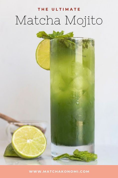 Alcoholic Matcha Drink, Match Drink Recipes, Matcha Alcoholic Drinks, Matcha Mocktail Recipe, Adaptogen Cocktails, Makgeolli Cocktail, Matcha Cocktail Recipes, Matcha Recipe Drinks, Adaptogen Drinks