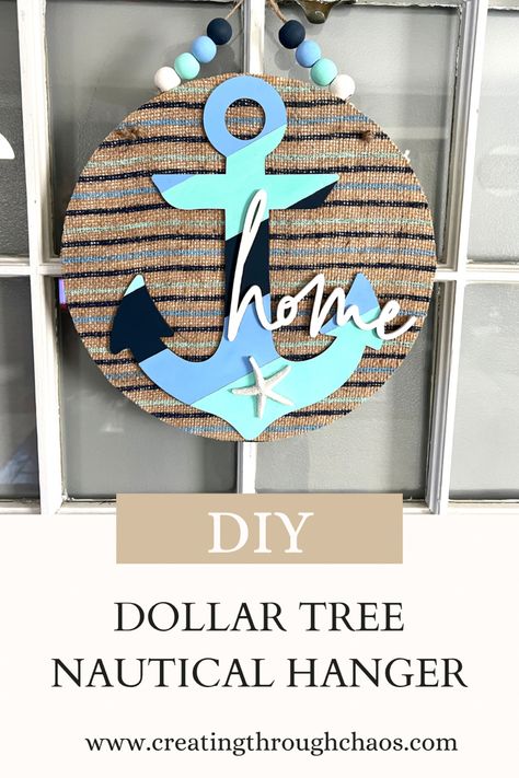 Dollar Tree Nautical Diy, Anchor Crafts, Diy Nautical Decor, Beach Crafts Diy, Coastal Farmhouse Decor, Nifty Crafts, Beach Themed Crafts, Nautical Diy, Nautical Crafts