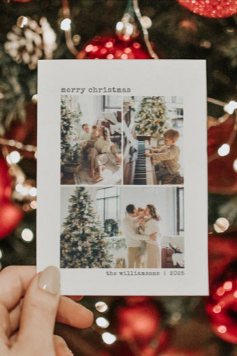 4 Photo Collage Typewriter Minimalist Christmas Holiday Card Aesthetic Season, 4 Photo Collage, Seasons Greetings Card, Season Greetings, Multi Photo, Minimalist Christmas, Christmas Holiday Cards, Elegant Invitations, Holiday Photo Cards