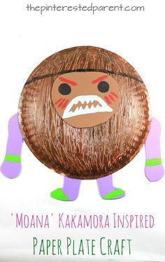 'Moana' Kakamora inspired paper plate coconut pirate craft. Character arts and crafts for kids. Pirate Craft, Moana Crafts, Hawaiian Crafts, Paper Plate Craft, Pirate Crafts, Crafts For Teens To Make, Moana Party, Paper Plate Crafts, Daycare Crafts